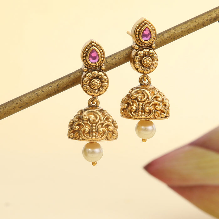 Avika Red Kempu Antique Necklace Set