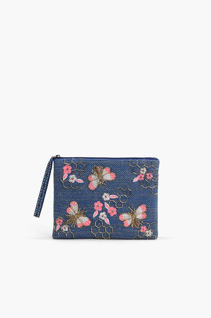Beaded Bee Embellished Wristlet and Mini Pouch Set - Mildred Hoit