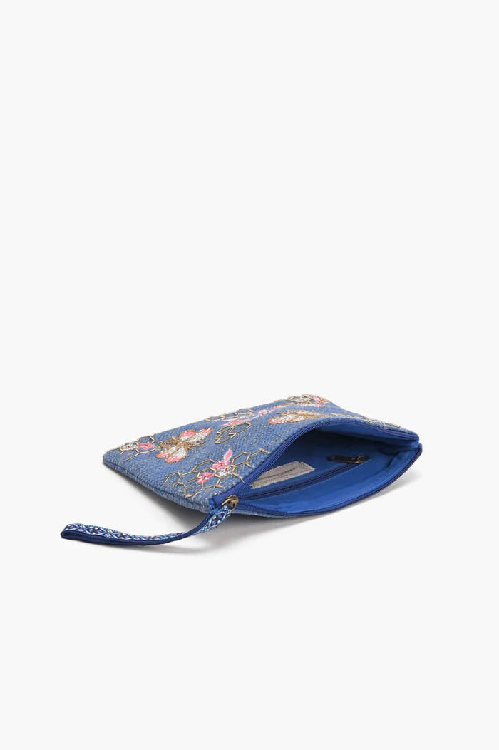 Beaded Bee Embellished Wristlet and Mini Pouch Set - Mildred Hoit