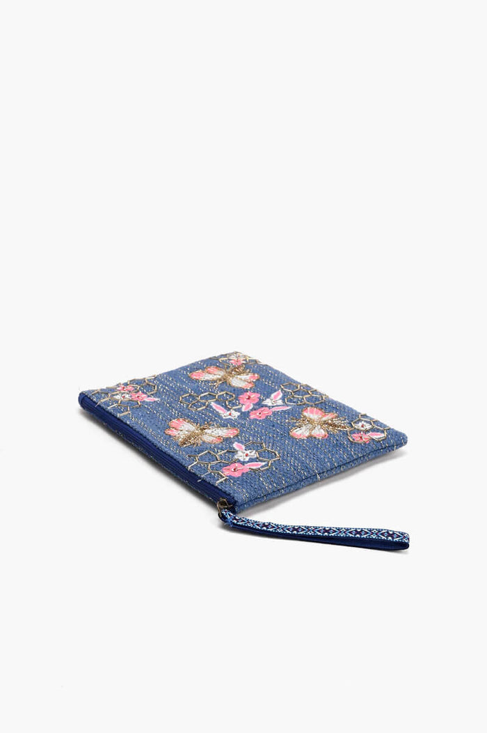 Beaded Bee Embellished Wristlet and Mini Pouch Set - Mildred Hoit
