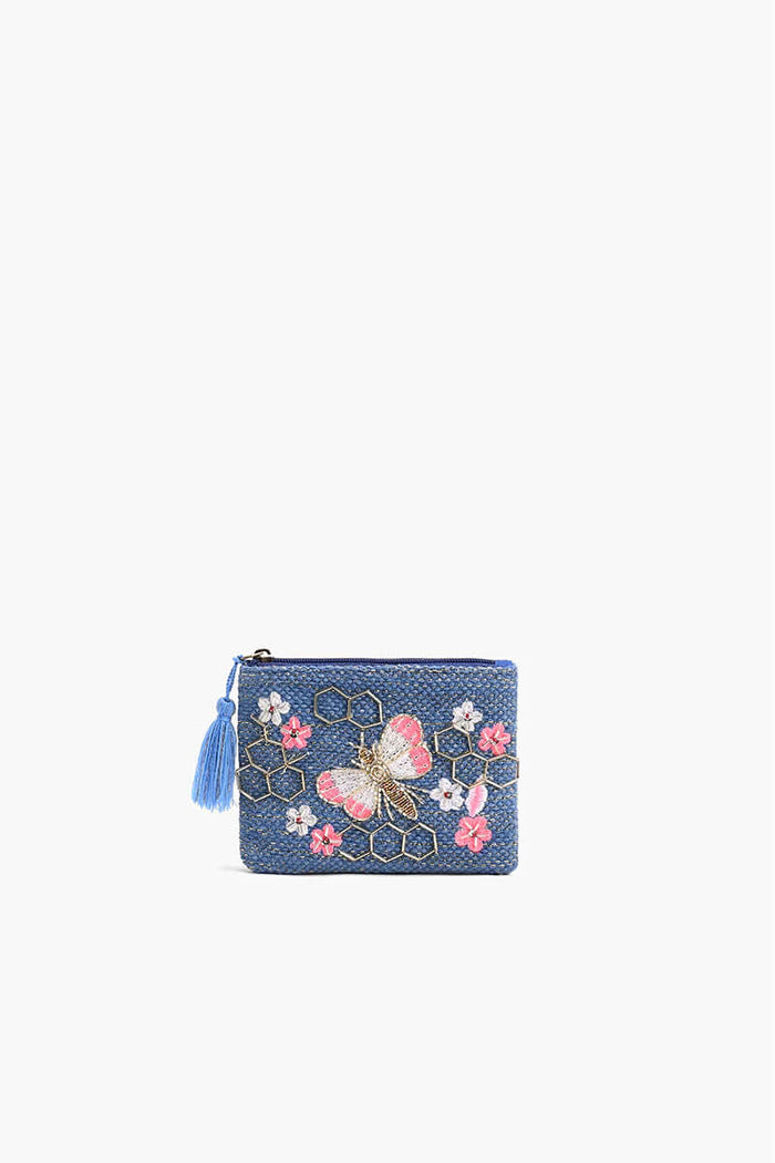 Beaded Bee Embellished Wristlet and Mini Pouch Set - Mildred Hoit