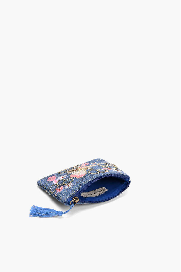 Beaded Bee Embellished Wristlet and Mini Pouch Set - Mildred Hoit