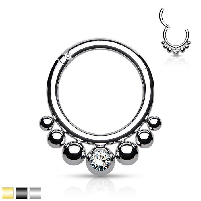 Beaded Hinged Ring 16G 8mm-My Body Piercing Jewellery
