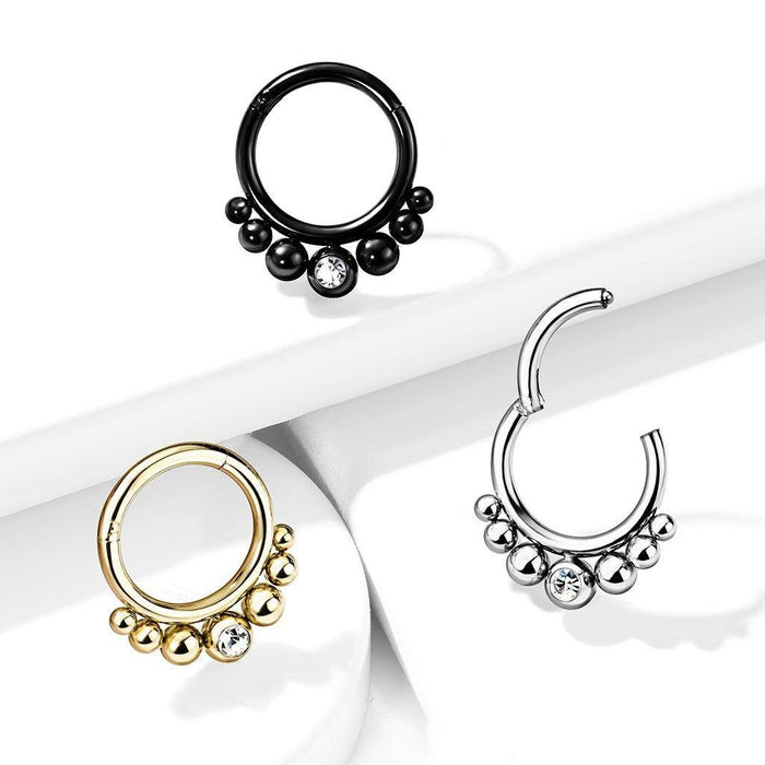 Beaded Hinged Ring 16G 8mm-My Body Piercing Jewellery