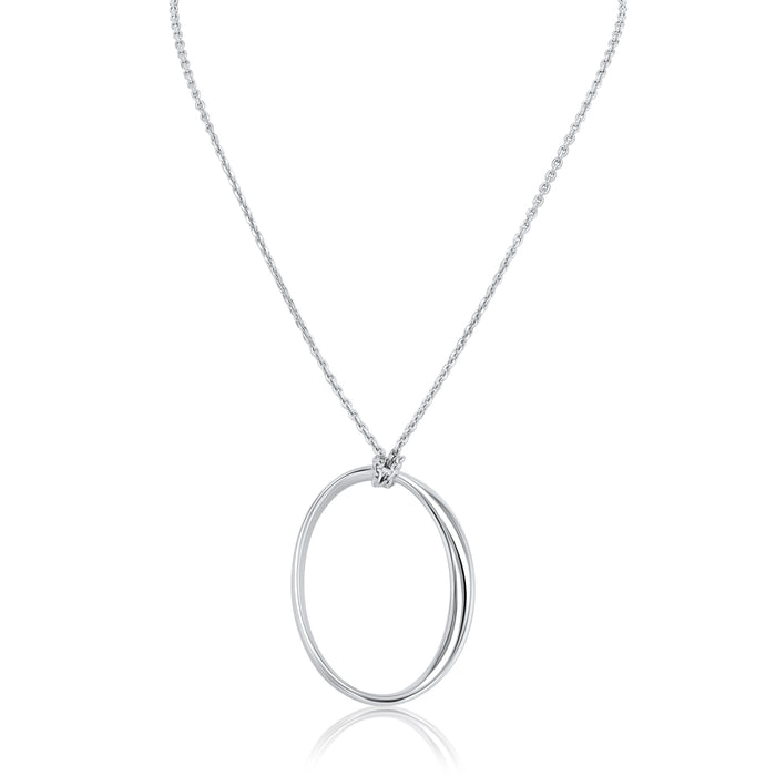Beveled Oval Sterling Silver Pendant | Washington Diamond