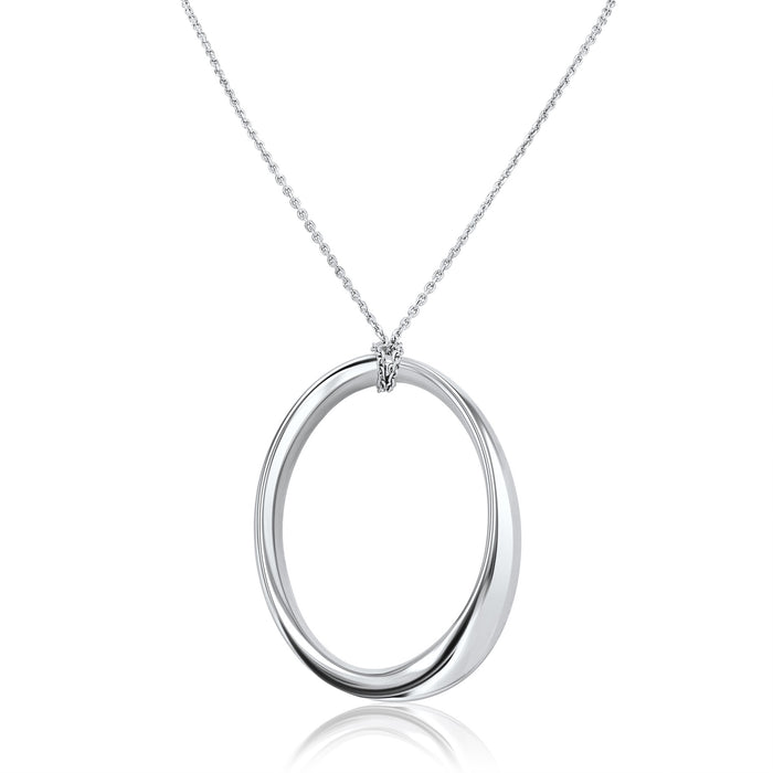 Beveled Oval Sterling Silver Pendant | Washington Diamond