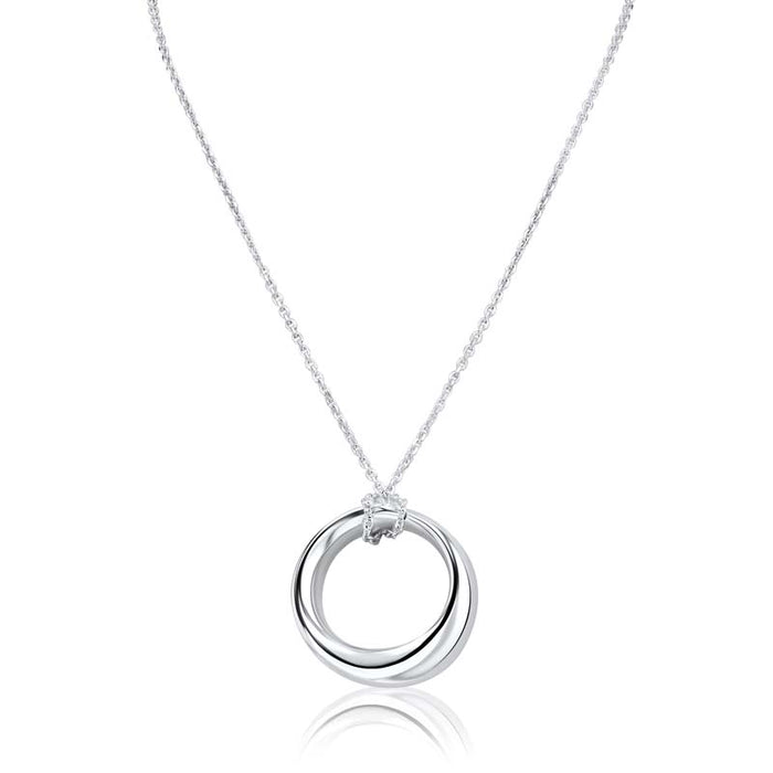 Beveled Round Sterling Silver Pendant | Washington Diamond