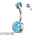 Bezel Cylinder Belly Bar 14G-My Body Piercing Jewellery