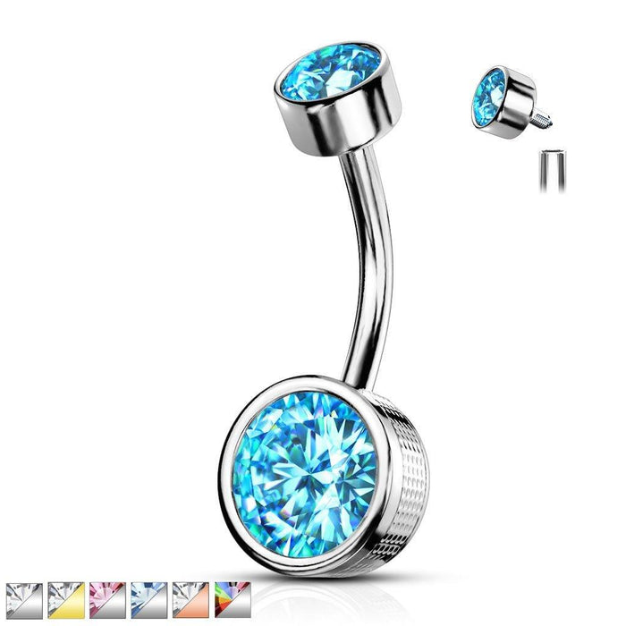 Bezel Cylinder Belly Bar 14G-My Body Piercing Jewellery