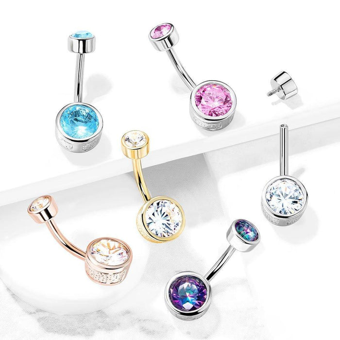 Bezel Cylinder Belly Bar 14G-My Body Piercing Jewellery