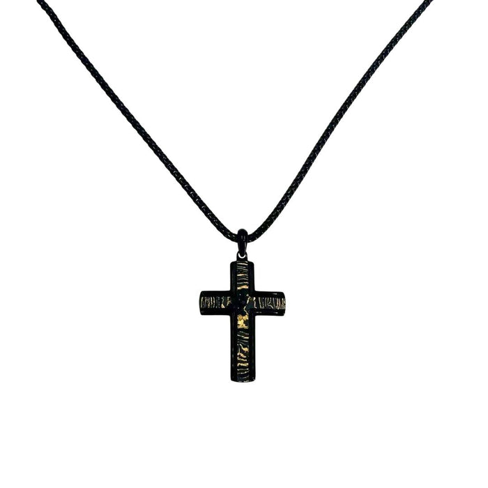 Black Carbon and Copper Cross Pendant