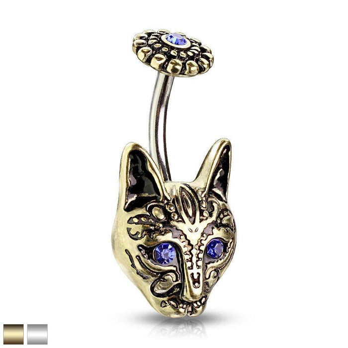 Blue Eye Cat Belly Bar 14G-My Body Piercing Jewellery