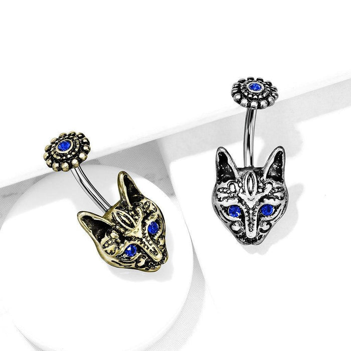 Blue Eye Cat Belly Bar 14G-My Body Piercing Jewellery