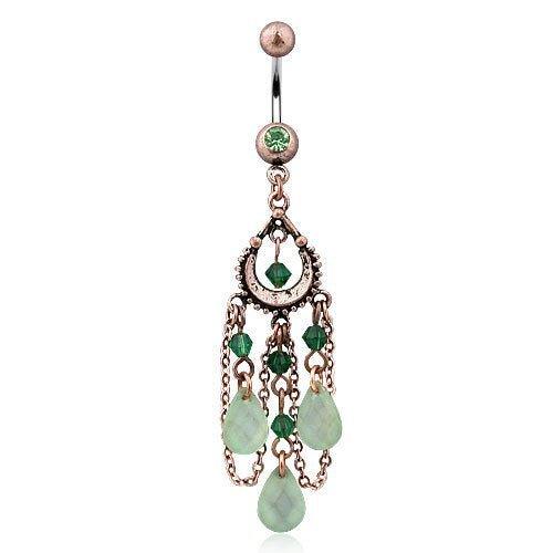 Boho Gem and Bead Belly Bar-My Body Piercing Jewellery