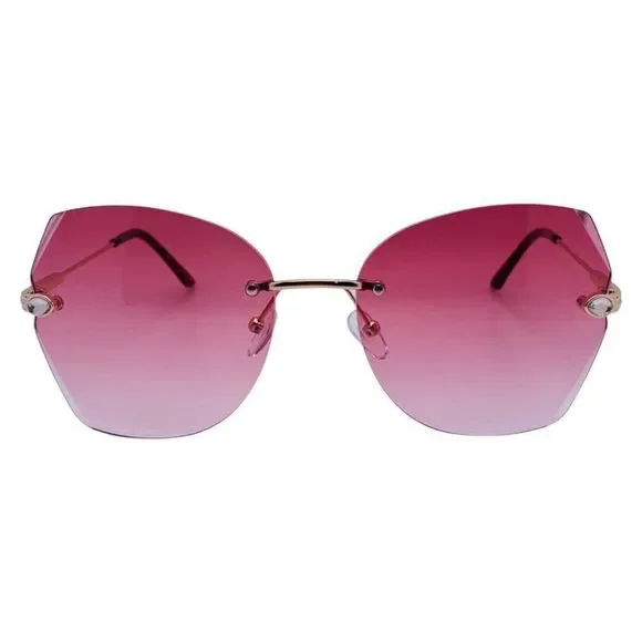 Pink Rimless Ladies Butterfly Sunglasses