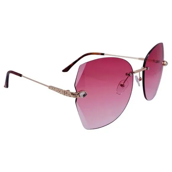 Pink Rimless Ladies Butterfly Sunglasses