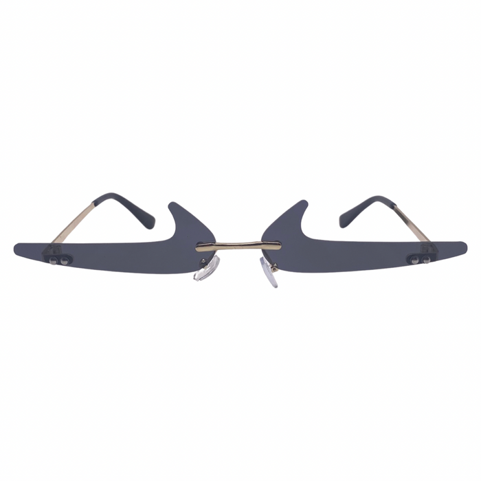 Black Rimless Lens Checkmark Novelty Sunglasses