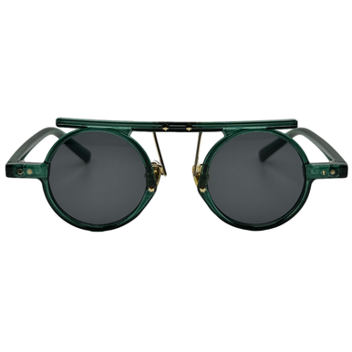 Green Browbar Round Sunglasses
