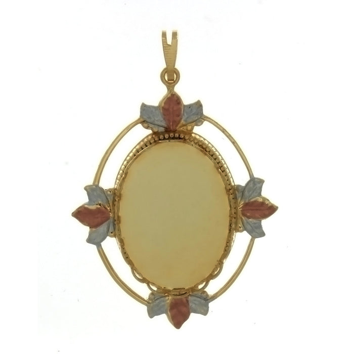 Cabochon Setting Tri-Color Pendant Holds 18x25 mm Oval Cabochon