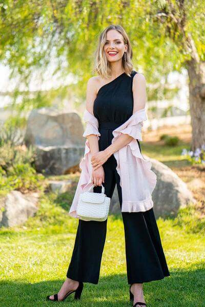 Cashmere Ruffle Wrap - Black - Mildred Hoit