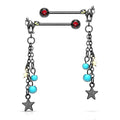 Cat and Stars Nipple Dangle PAIR 14G-My Body Piercing Jewellery