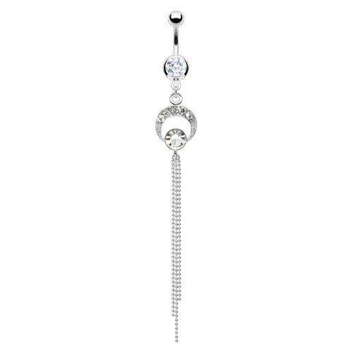 Chain Dangle Gem Belly Bar 14G-My Body Piercing Jewellery