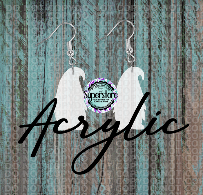 Clear Acrylic Gnome Earring  5 & 10 pairs 1.5 & 2 inch size - Sublimation Acrylic