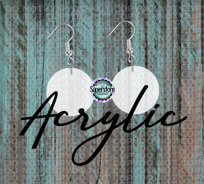 Clear Acrylic Round Earring  5 & 10 pairs 1.5 & 2 inch size - Sublimation Acrylic