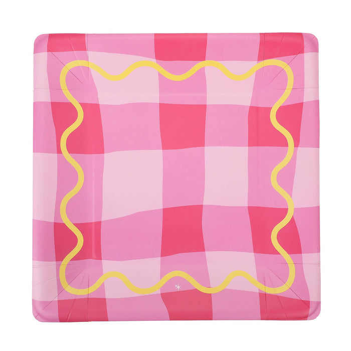 Colorwave Gingham Dinner Plates 10" - bubblegum market