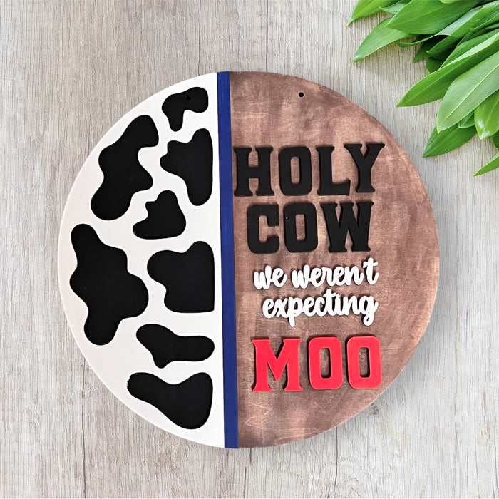 Cow MOO unfinished Wood Round DIY Kit