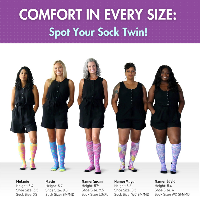 Crazy Compression Purple Petals Socks - (Standard & Extra Wide)