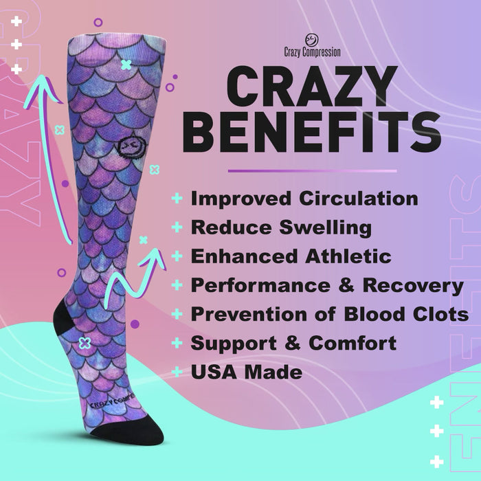Crazy Compression Socks - Best Frens Paw Prints Dk Teal  (Standard & Extra Wide)