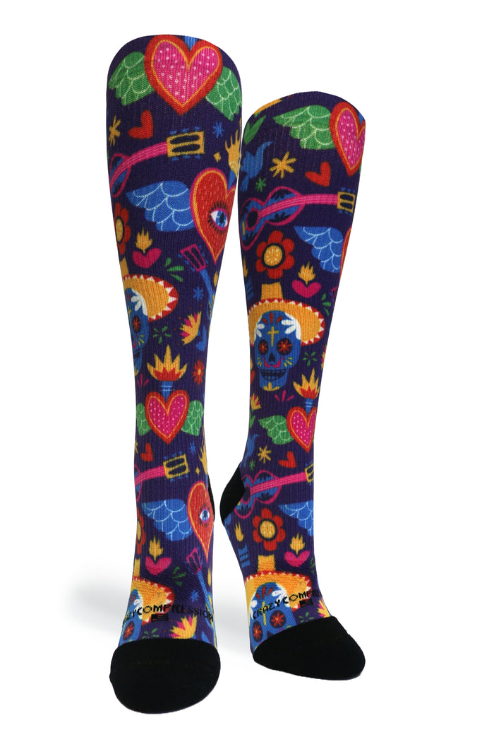 Crazy Compression Socks - Flying Hearts  (Standard & Extra Wide)