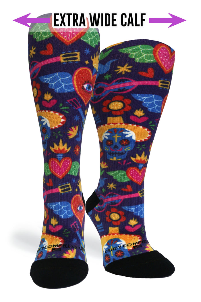 Crazy Compression Socks - Flying Hearts  (Standard & Extra Wide)