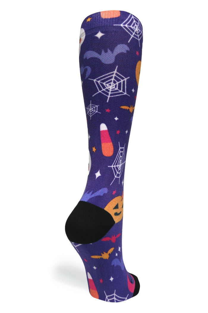 Crazy Compression Socks - Purple Scare for Halloween (Standard & Extra Wide)