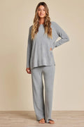 Crewneck Top with Slits in Moonbeam - Mildred Hoit