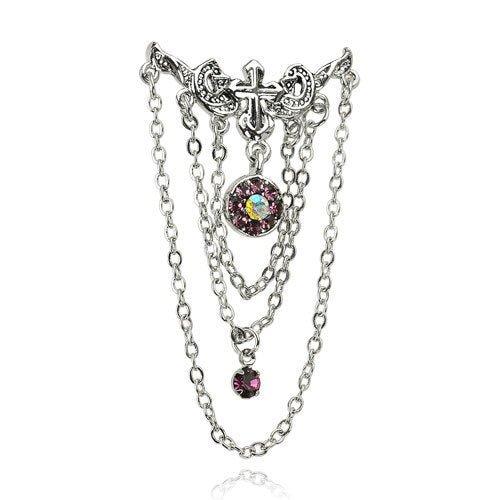 Cross Chain Top Drop Belly Bar 14G-My Body Piercing Jewellery