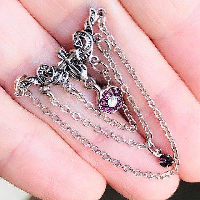 Cross Chain Top Drop Belly Bar 14G-My Body Piercing Jewellery