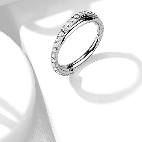 Cross Paved Hinged Ring 16G 8mm-My Body Piercing Jewellery