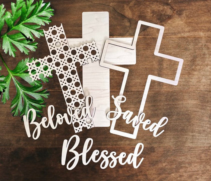 Cross rattan beloved unfinished Wood DIY Kit