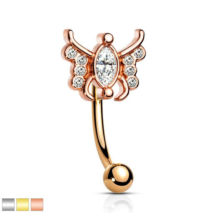 Crystal Butterfly Curve 16G-My Body Piercing Jewellery