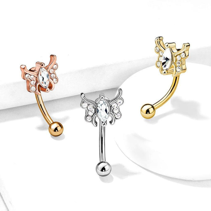 Crystal Butterfly Curve 16G-My Body Piercing Jewellery