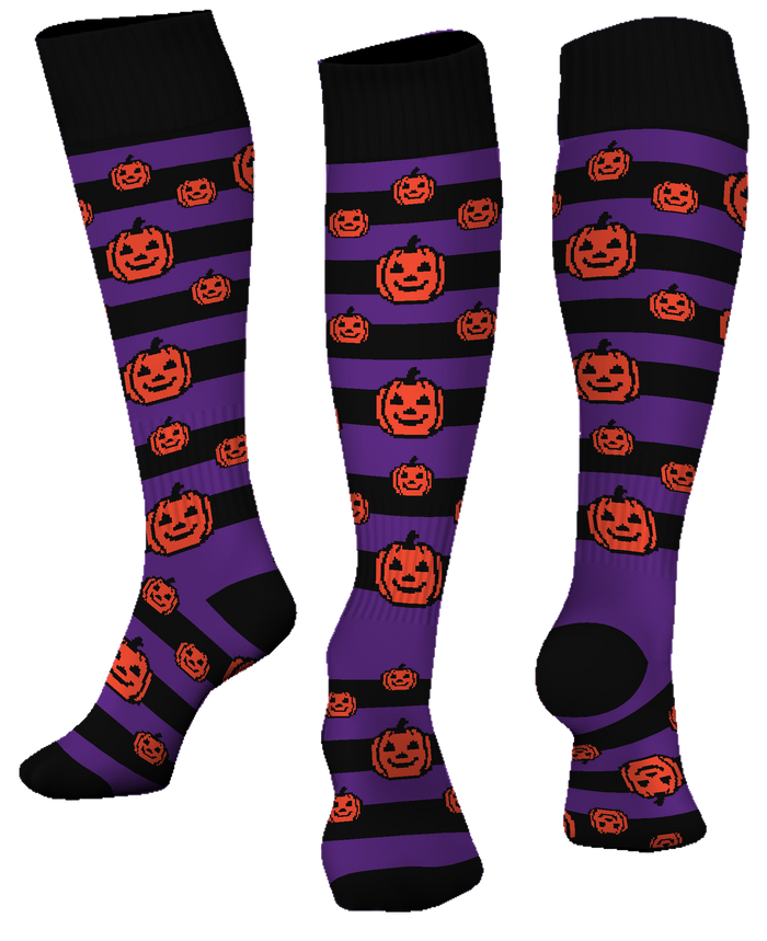 Custom "Jack-o-Lantern" Halloween Knee-High Socks | Size X-Small