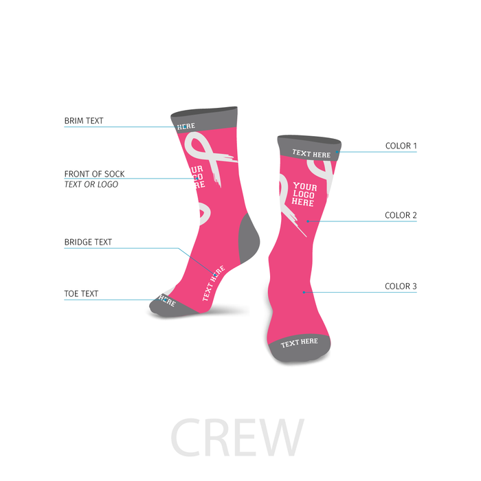 Custom Pink Ribbon Awareness Socks |  Small