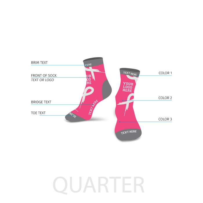Custom Pink Ribbon Awareness Socks |  Large