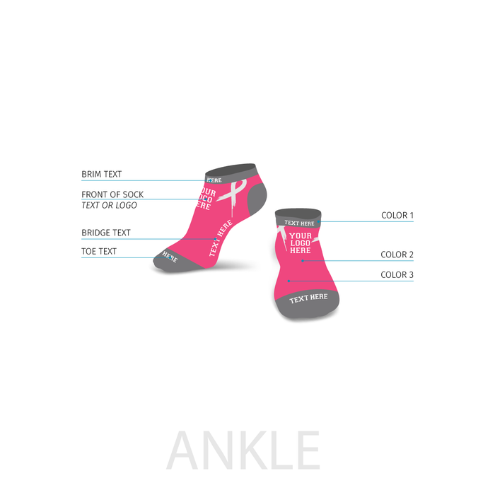 Custom Pink Ribbon Awareness Socks |  X-Large