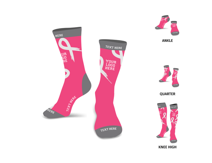 Custom Pink Ribbon Awareness Socks |