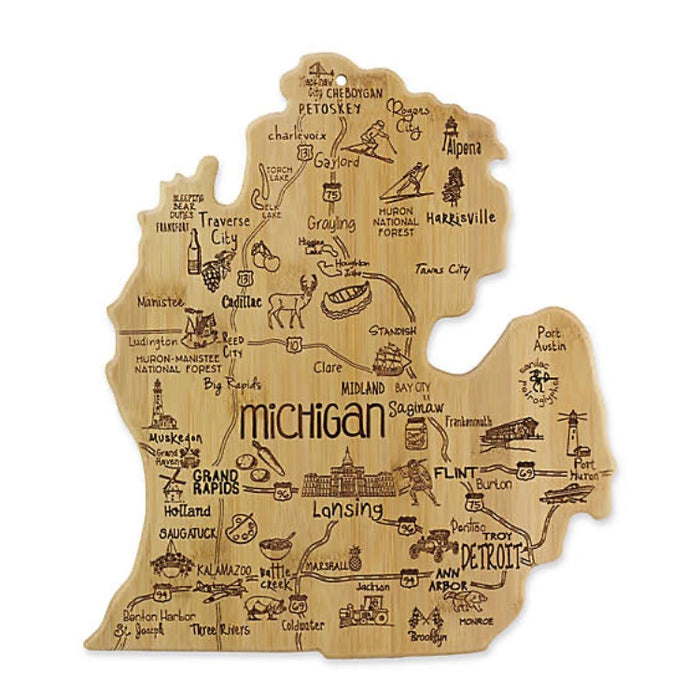 Destination Michigan (Mitten) Cutting/Serving Board — Totally Bamboo