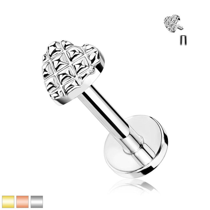 Diamond Cut Heart I.T. Labret 16G-My Body Piercing Jewellery
