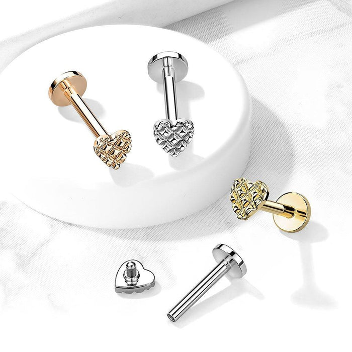 Diamond Cut Heart I.T. Labret 16G-My Body Piercing Jewellery